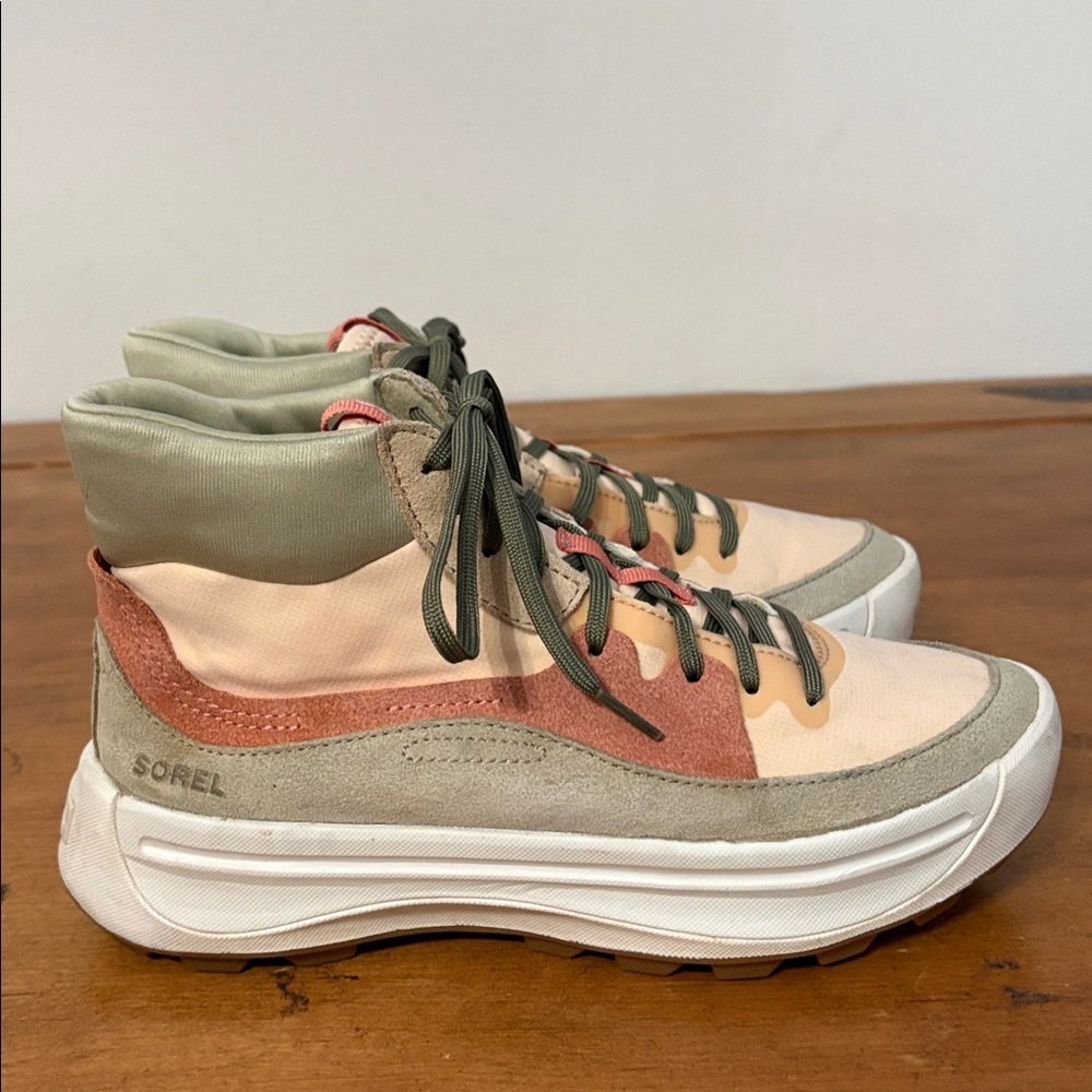 Sorel Ona 503 High-Top Sneakers in Pink, Cream, and Green Size 7.5 - Picture 7 of 16